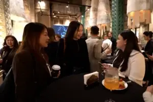 Guests socializing in a cozy restaurant