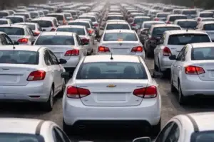 Cars of the Uzbek automobile industry are in a big traffic jam