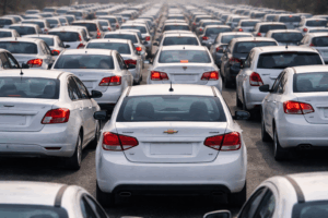 Автомобили автопрома Узбекистана стоят в большой пробке