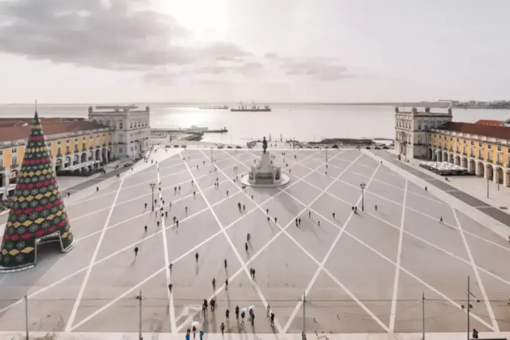 Lisbon Square on a winter day