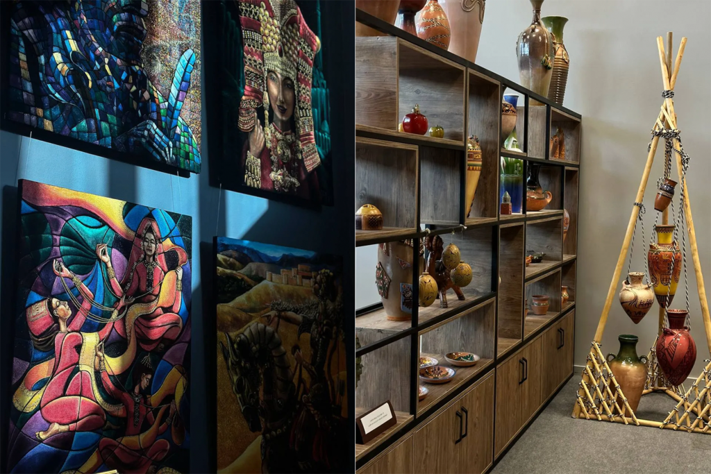 Коллаж внутренней обстановки в галерее Artbazar