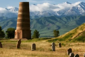 View of the tower and mountain background