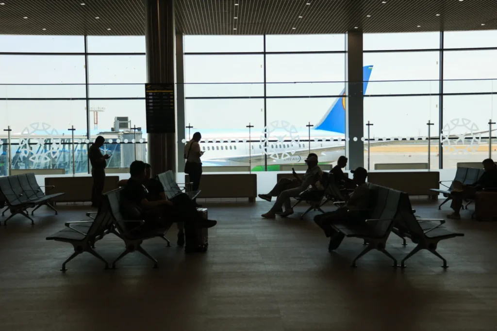 Passengers are waiting for their flight at the airport