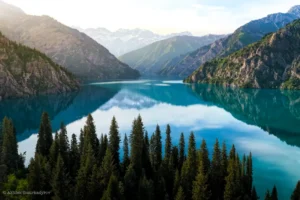 The Sary-Chelek Lake in mountain in Kyrgyzstan