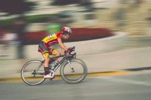 A cyclist participates in a competition