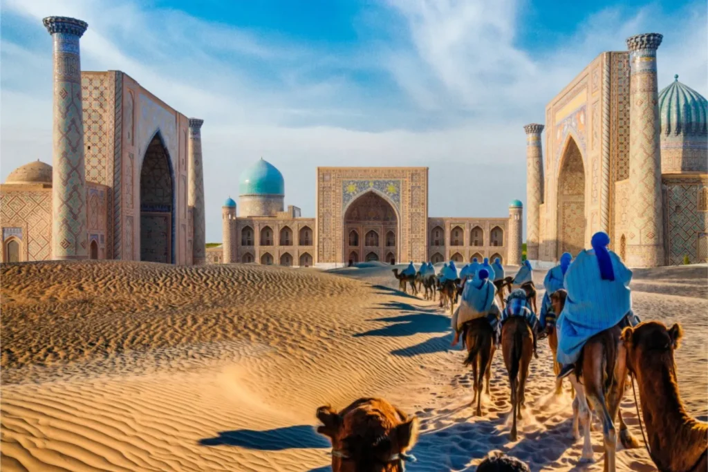 Великий Шёлковый путь на фоне площади Регистан